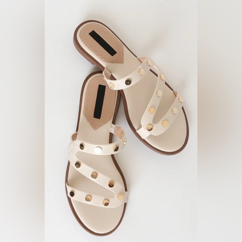Kensie Melania Off White Studded Slide Sandals